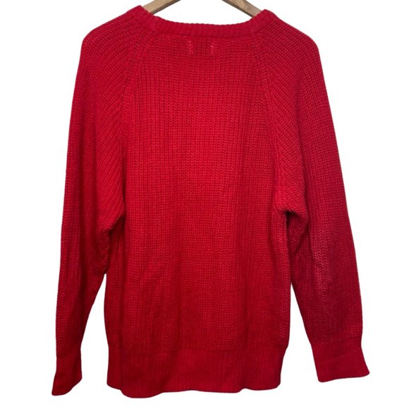 PICKET AND POST | Vintage Red Crewneck Preppy Professor Sweater | Size L - Picture 5 of 10